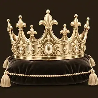 Gold crown on cushion — Ruby Reels