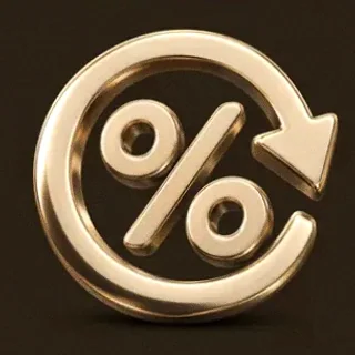 Gold percent symbol — Ruby Reels